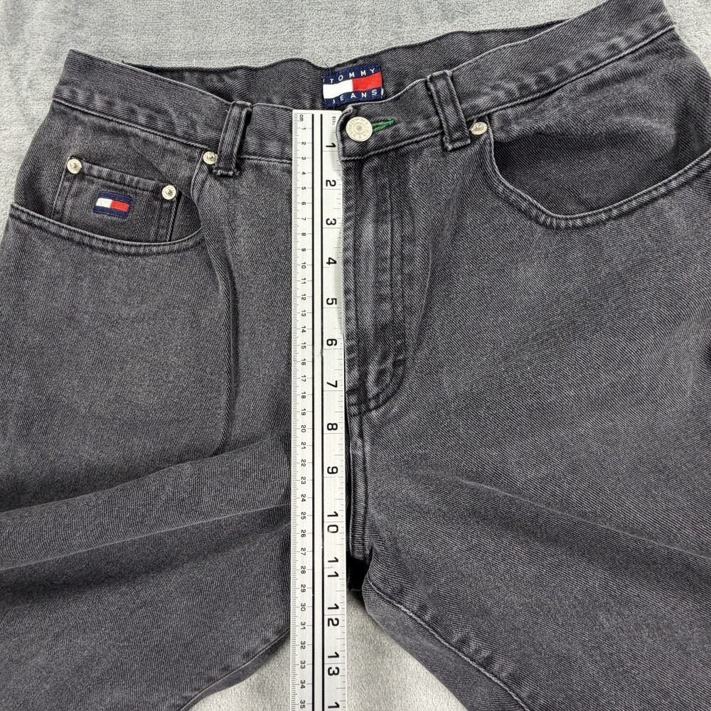 Tommy Hilfiger Jeans Mens 12 Gray Vintage Straight Leg Denim 90s Style USA Flag - Picture 6 of 10